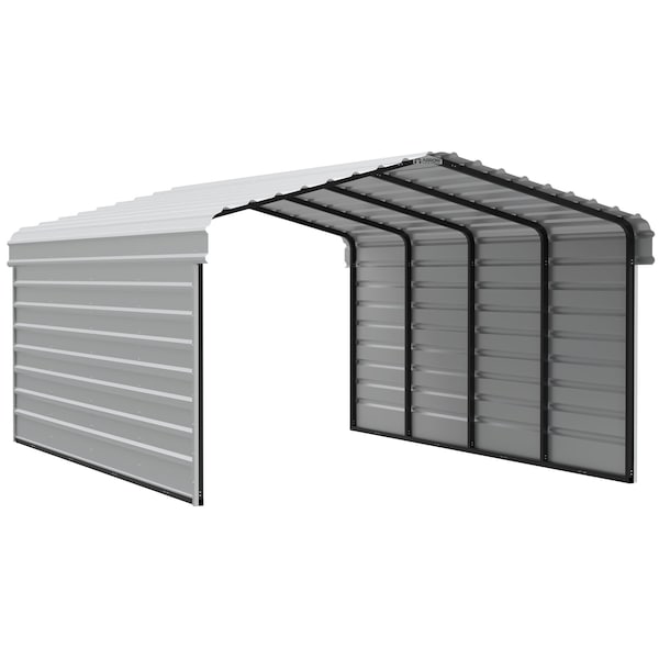 Arrow Storage Products Galvanized Steel Carport, W/ 2-Sided Enclosure, Compact Car Metal Carport Kit, 12'x20'x7', Eggshell CPH122007ECL2 - main